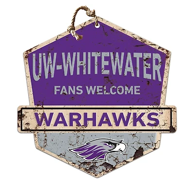 Wisconsin-Whitewater Warhawks 20'' x 20'' Fans Welcome Badge Sign