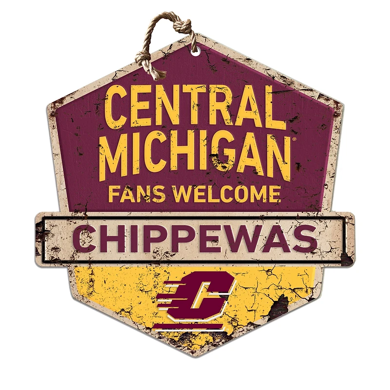Cent. Michigan Chippewas 20'' x 20'' Fans Welcome Badge Sign