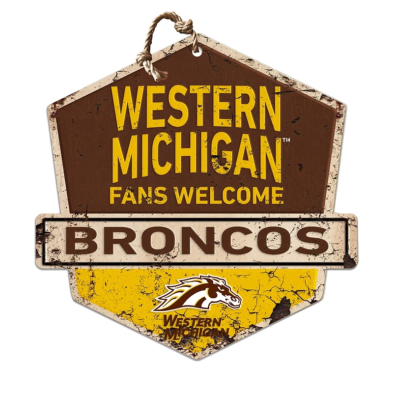 Western Michigan Broncos 20'' x 20'' Fans Welcome Badge Sign