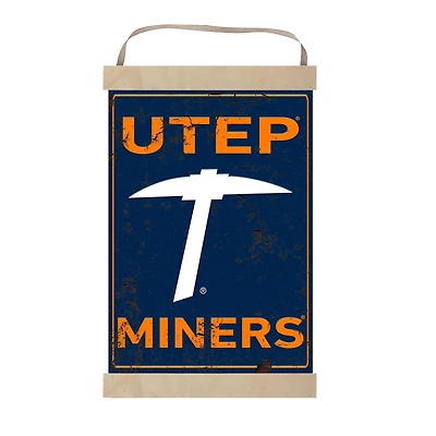 UTEP Miners 12'' x 20'' Faux Rust Banner Sign