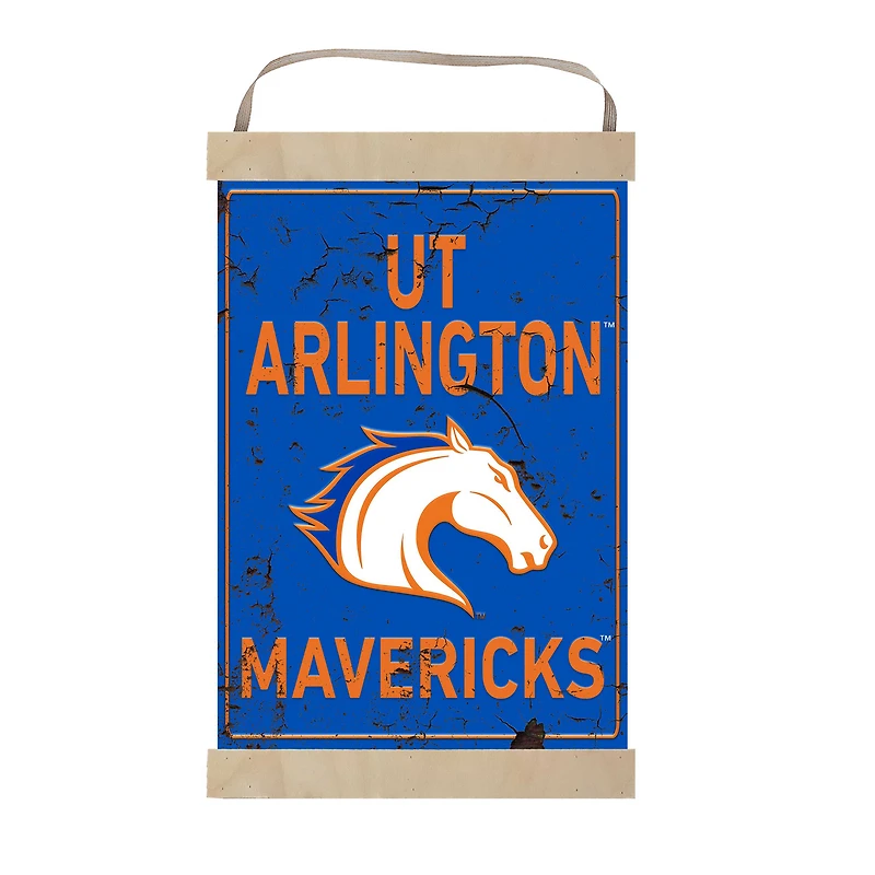 UT Arlington Mavericks 12'' x 20'' Faux Rust Banner Sign