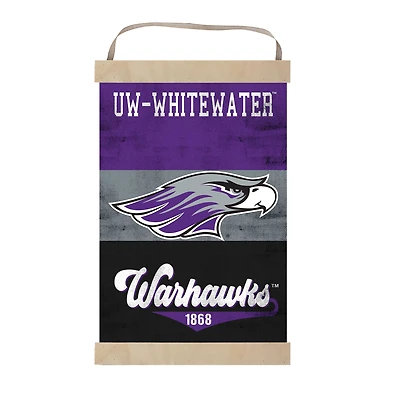 Wisconsin-Whitewater Warhawks 12'' x 20'' Retro Logo Banner Sign
