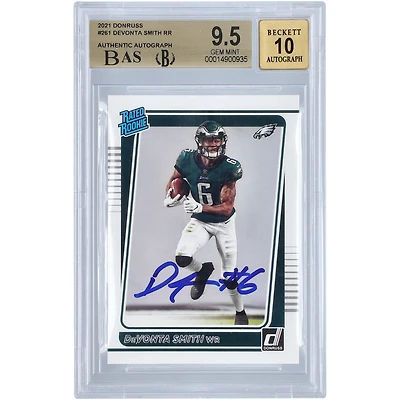 DeVonta Smith Philadelphia Eagles Autographed 2021 Panini Donruss #261 BAS Authenticated 9.5/10 Rookie Card - 9.5/9.5/9.5/9.5 Subgrades