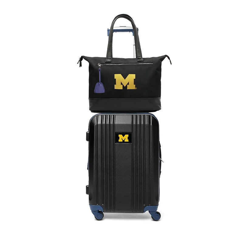 MOJO Michigan Wolverines Premium Laptop Tote Bag and Luggage Set