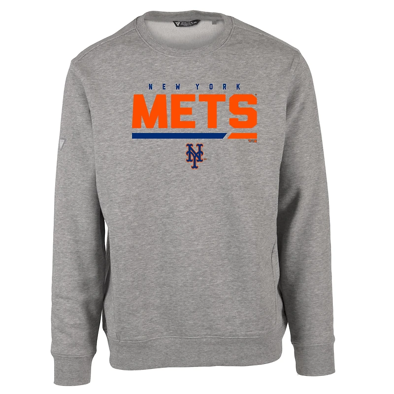 Men's Levelwear Heather Gray New York Mets Zane Fleece Pullover Sweatshirt