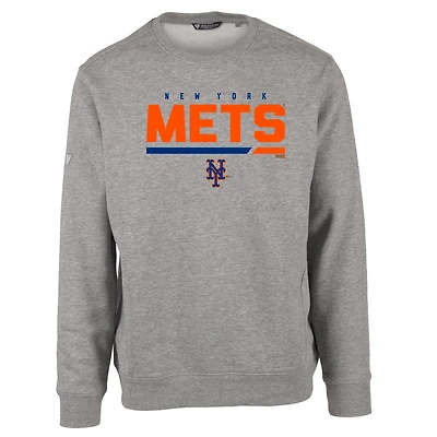 Men's Levelwear Heather Gray New York Mets Zane Fleece Pullover Sweatshirt