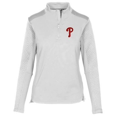 Women's Levelwear White Philadelphia Phillies Daybreak Quarter-Zip Pullover Top