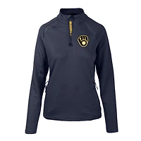 Women's Levelwear Navy Milwaukee Brewers Hadley Quarter-Zip Pullover Top