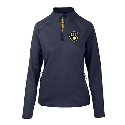 Women's Levelwear Navy Milwaukee Brewers Hadley Quarter-Zip Pullover Top