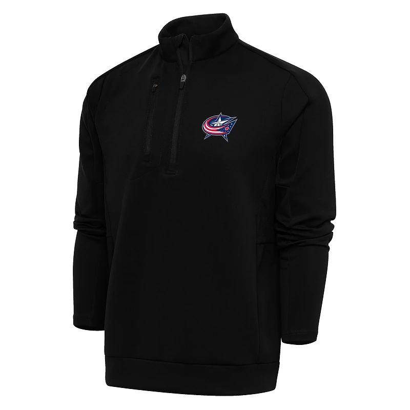 Men's Antigua Black Columbus Blue Jackets Special Edition 2.0 Generation Quarter-Zip Pullover Top