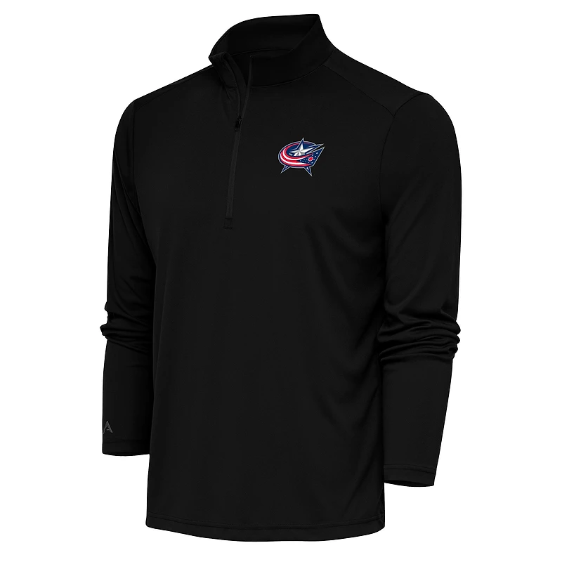 Men's Antigua Black Columbus Blue Jackets Special Edition 2.0 Tribute Quarter-Zip Pullover Top