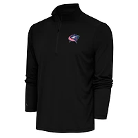 Men's Antigua Black Columbus Blue Jackets Special Edition 2.0 Tribute Quarter-Zip Pullover Top