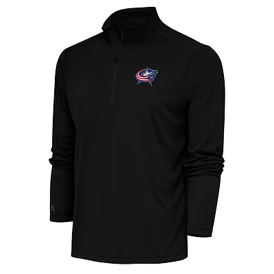 Men's Antigua Black Columbus Blue Jackets Special Edition 2.0 Tribute Quarter-Zip Pullover Top
