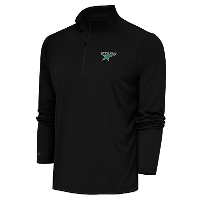 Men's Antigua Black Dallas Stars Special Edition 2.0 Tribute Quarter-Zip Pullover Top