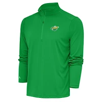 Men's Antigua Green Minnesota Wild Special Edition 2.0 Tribute Quarter-Zip Pullover Top