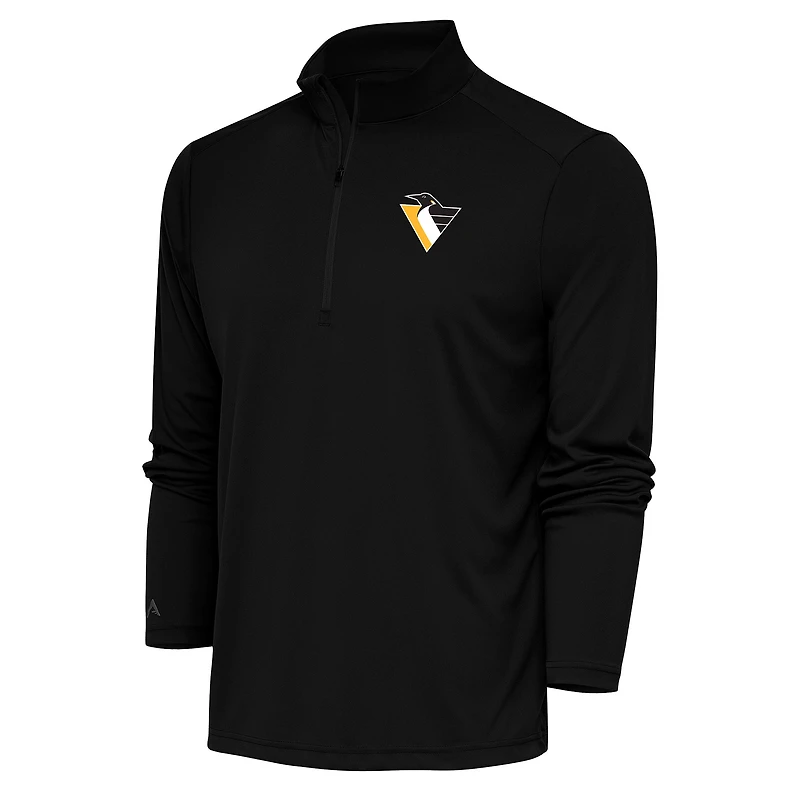 Men's Antigua Black Pittsburgh Penguins Special Edition 2.0 Tribute Quarter-Zip Pullover Top