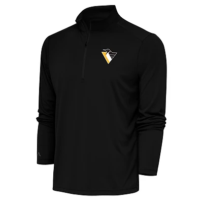 Men's Antigua Black Pittsburgh Penguins Special Edition 2.0 Tribute Quarter-Zip Pullover Top