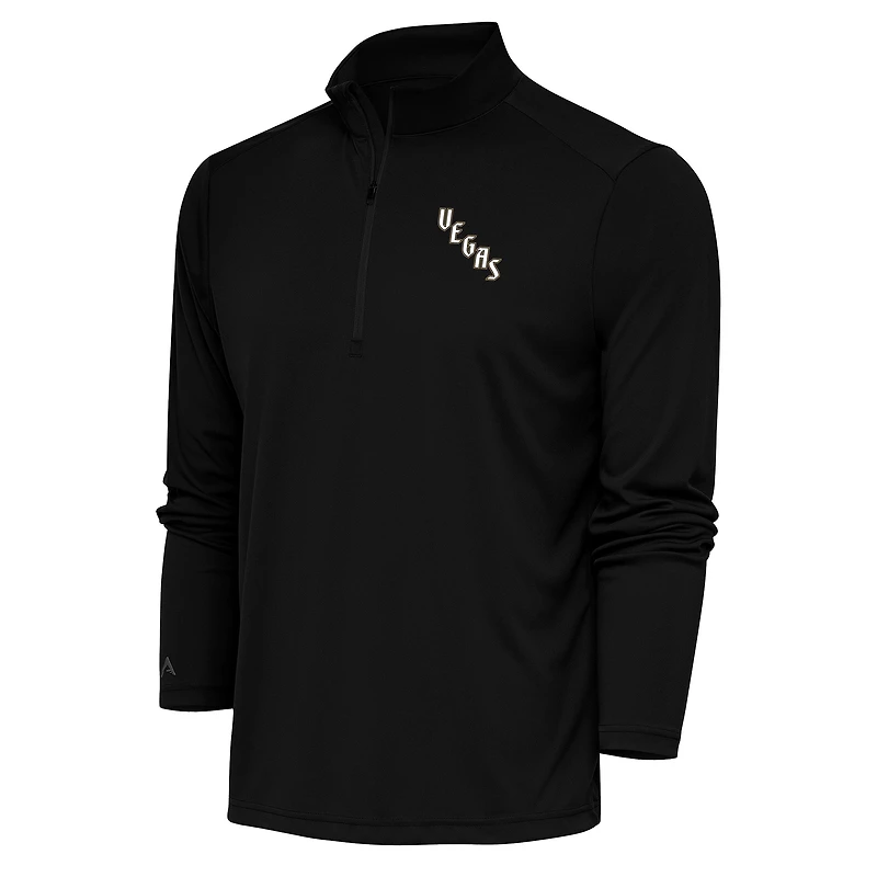 Men's Antigua Black Vegas Golden Knights Special Edition 2.0 Tribute Quarter-Zip Pullover Top
