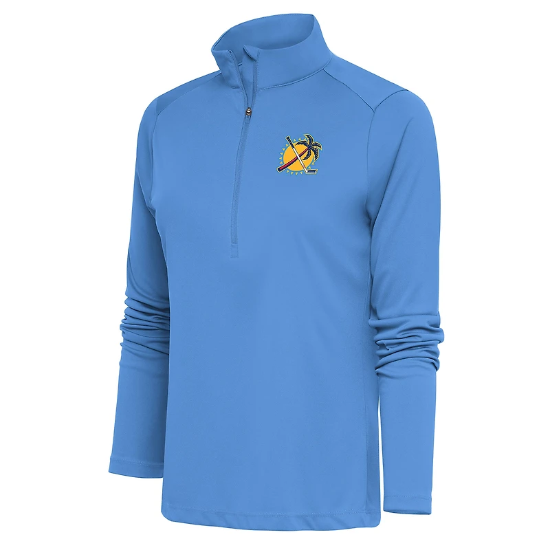 Women's Antigua Light Blue Florida Panthers Special Edition 2.0 Tribute Quarter-Zip Pullover Top