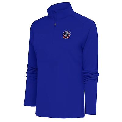 Women's Antigua Royal New York Rangers Special Edition 2.0 Tribute Quarter-Zip Pullover Top