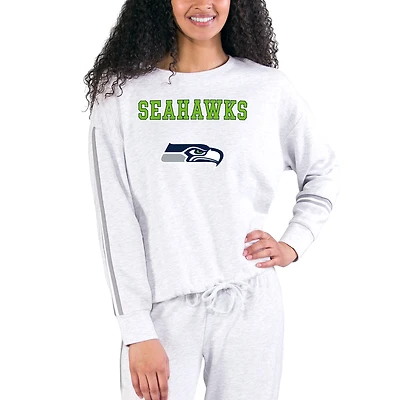 Women's Concepts Sport Cream/Gray Seattle Seahawks Pendant French Terry Long Sleeve Top