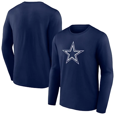 Men's Navy Dallas Cowboys Primary Logo Long T-Shirt