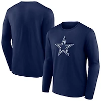 Men's Navy Dallas Cowboys Primary Logo Long T-Shirt