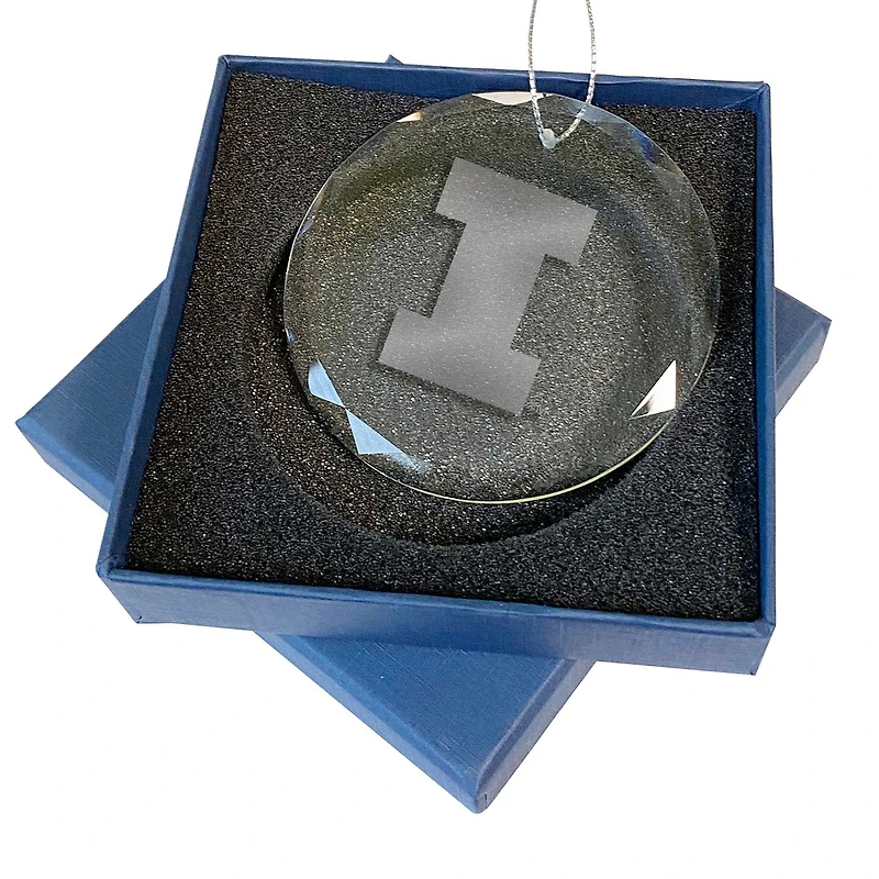 Illinois Fighting Illini 3.25'' Laser Engraved Glass Ornament