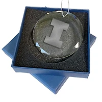 Illinois Fighting Illini 3.25'' Laser Engraved Glass Ornament