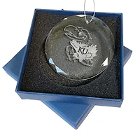 Kansas Jayhawks 3.25'' Laser Engraved Glass Ornament
