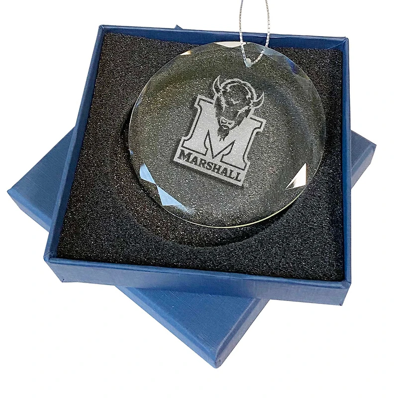 Marshall Thundering Herd 3.25'' Laser Engraved Glass Ornament