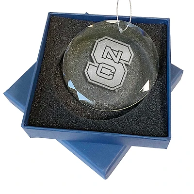 NC State Wolfpack 3.25'' Laser Engraved Glass Ornament