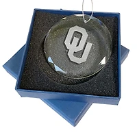 Oklahoma Sooners 3.25'' Laser Engraved Glass Ornament