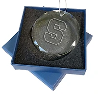 Syracuse Orange 3.25'' Laser Engraved Glass Ornament