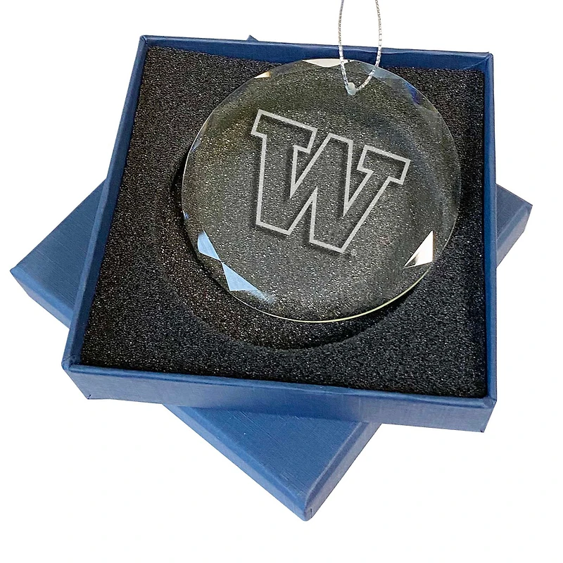Washington Huskies 3.25'' Laser Engraved Glass Ornament
