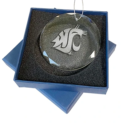 Washington State Cougars 3.25'' Laser Engraved Glass Ornament