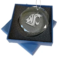 Washington State Cougars 3.25'' Laser Engraved Glass Ornament