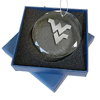 West Virginia Mountaineers 3.25'' Laser Engraved Glass Ornament