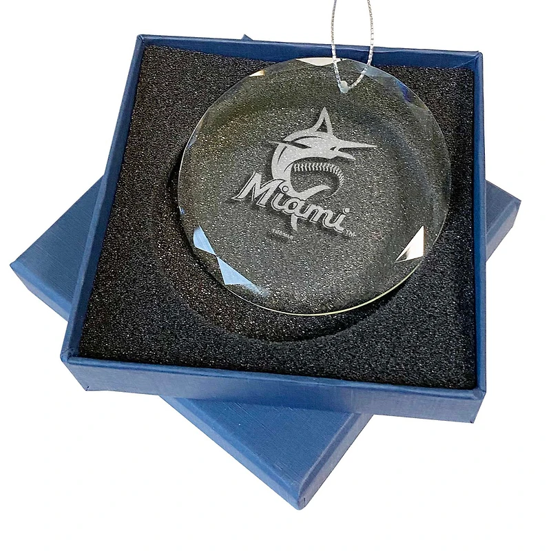 Miami Marlins 3.25'' Laser Engraved Glass Ornament