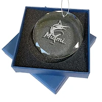 Miami Marlins 3.25'' Laser Engraved Glass Ornament