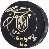 Jack Eichel Vegas Golden Knights Autographed Official Game Puck with "Go Knights Go" Inscription