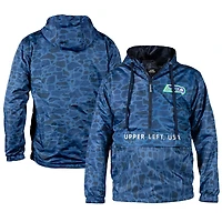 Men's THE GREAT PNW Blue Seattle Seahawks Camo Level Half-Zip Pullover Jacket