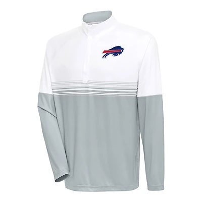 Men's Antigua White/Gray Buffalo Bills Bender Quarter-Zip Pullover Top