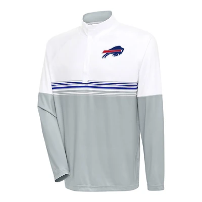 Men's Antigua White/Royal Buffalo Bills Bender Quarter-Zip Pullover Top