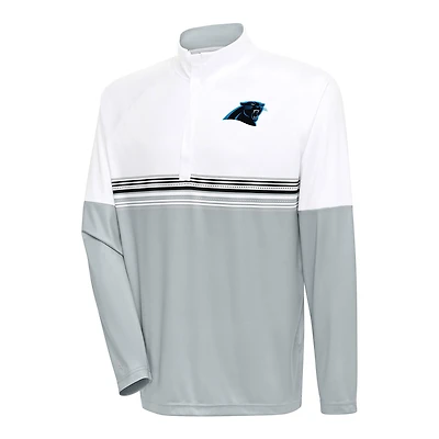 Men's Antigua White/Black Carolina Panthers Bender Quarter-Zip Pullover Top