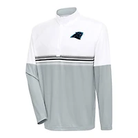 Men's Antigua White/Black Carolina Panthers Bender Quarter-Zip Pullover Top