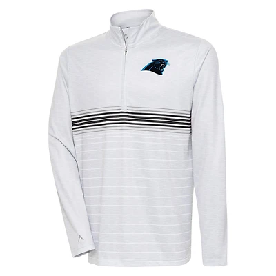Men's Antigua Heather Gray/Black Carolina Panthers Bullseye Quarter-Zip Pullover Top
