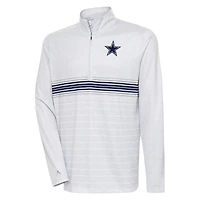 Men's Antigua Heather Gray/Navy Dallas Cowboys Bullseye Quarter-Zip Pullover Top