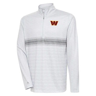 Men's Antigua Heather Gray/Steel Washington Commanders Bullseye Quarter-Zip Pullover Top