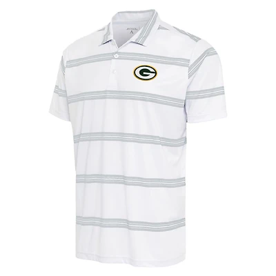Men's Antigua White/Gray Green Bay Packers Groove Polo